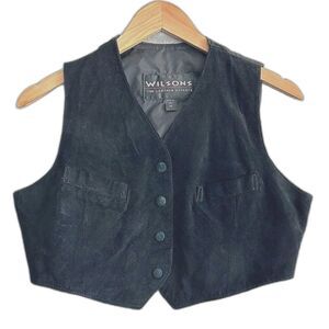 Wilsons Crop Leather Vest Women’s Medium Sleeveless Western Button Up Vintage